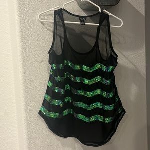 Black sequined tank top